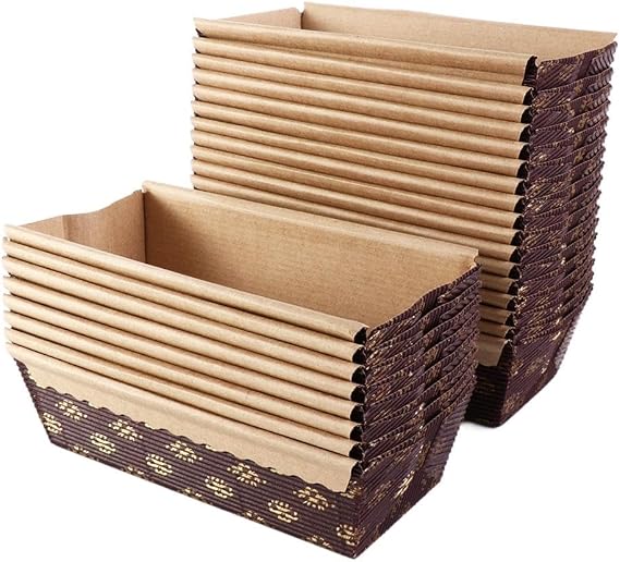 Kopida Paper Loaf Pans 25PCS Brown Paper Baking Cake Liner Bread Rectangle Tray Brownie Toast Boxes Wedding Party Accesseries Home Kitchen DIY Baking Tool