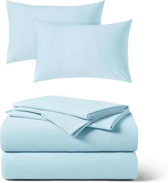 REST Buy 2 GET 30 Percent Off: 3PC Sheet Set Plus Extra Pillowcases Bundle at 30% Discount, in Light Blue, Cali King Size