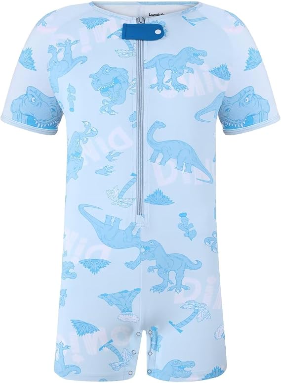 Landofgenie Men's Short Sleeve Romper Crotch Snap Bodysuit Onesie