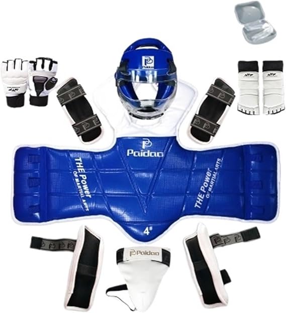 Complete Taekwondo Sparring Gear Set - Head, Chest, Forearm, Hand, Leg, Instep, Groin Guards & More Muay Thai Pads