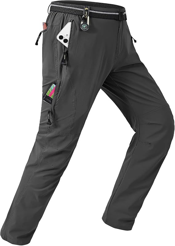 TBMPOY Men's Lightweight Hiking Pants with Belt Waterproof Travel Fishing