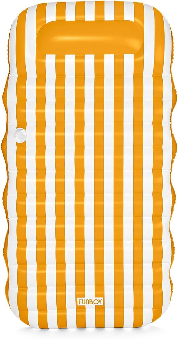 'FUNBOY Cabana Striped Flat Lounger Pool Float with Built-in Pillow 70'' for Adults Swimming Pool Accessories & Tanning Pool Float for Pool Party & Summer'