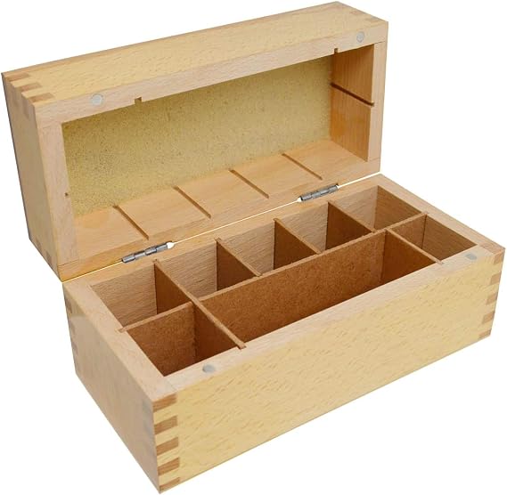 PMC Supplies LLC 7-1/2" x 3-1/4" x 4" Gold Silver Platinum Testing Bottle Needle Stone Hardwood Storage Box