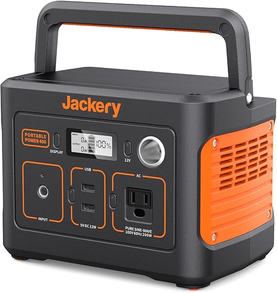 Jackery Portable Power Supply, 400 Large Capacity, 11,2,200 mAh/400 Wh, Backup Power Supply, PSE Certified, Genuine Sine Wave, AC 200 W, Maximum Instantaneous 400 W, DC/USB Output, 4 Charging Methods, MPPT Control Methods, Sleeping in Car, Camping, Outdoors, Emergencies Power Outages, Solar Charging, Environmentally Friendly, Energy Saving,