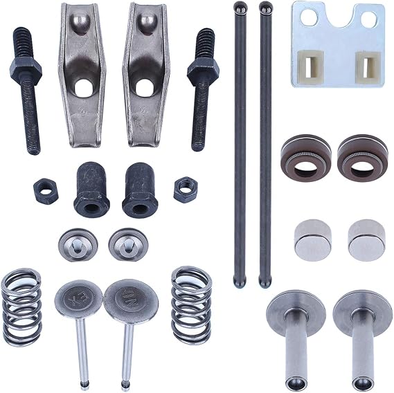Generator Engine Valve Push Rod for Honda GX340 GX390 188F 5KW with Lawn Mower Guide Plate, Rocker Arm Pivot 23pcs Replacement Parts with Adjusting Nuts Valve Lifter Stem Seal Rotator Valve Kit
