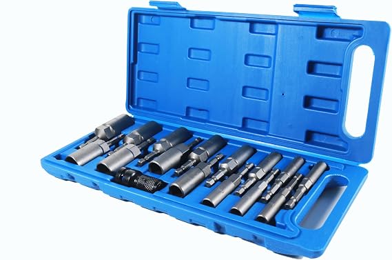 16PCS Nuts Driver Set Extension Metric Socket Wrench Screw Drill Bit Holder 1/4" Hex Quick-Change Tent Stakes install tools