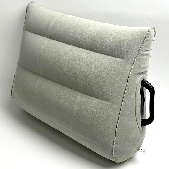 PVC Flocking Inflatable Triangle Pillow Armchair Models Emotional Sex Position Cushion Multifunctional Portable Cushion Lumbar Cushion Legs Erotic Pillow with Armchair (Grey)