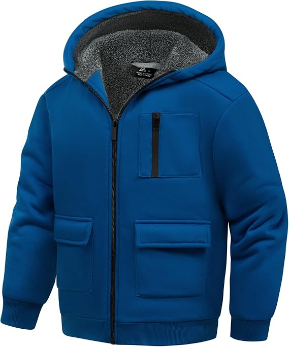 JACKETOWN Boys Fleece Jacket Sherpa Lined Zip Up Hoodie