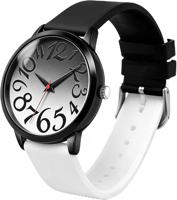 Bisley 37MM Women Watch Patchwork Silicone Watch Big Face Easy to Read Waterproof Watch