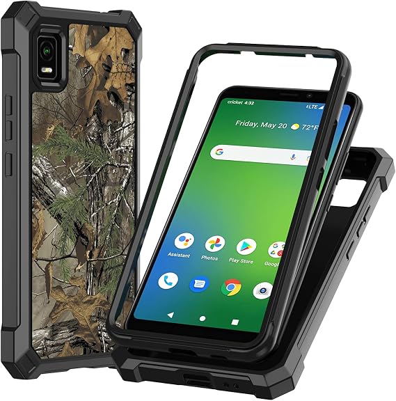 Ailiber for Cricket Debut Smart Phone Case Slim, Screen Protector-Camo