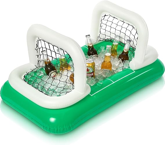 Inflatable Soccer Field Beverage Cooler with Goal Nets, 2026 Soccer Party Supplies, 47.2" Ice Serving Bar and Floating Pool Cooler for Drinks, Backyard Tailgate Game Day Decor