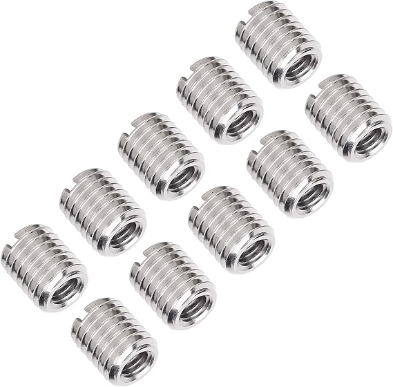 10Pcs Insert Nut Reducing Repairing M6x1.0 Female and M10x1.5 Male,with 12mm Length, Slotted for Thread Repair