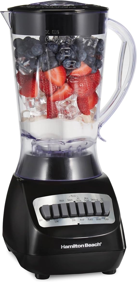 Hamilton Beach 56 Ounce 650W 10 Speed & Pulse Countertop Smoothie Blender, Black