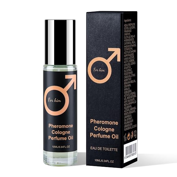Pheromones Perfumes for Men, Protable Perfume Male, Roll on Perfume, Long-Lasting Scents Attraction Pheromone Infused Essential Oil Perfume for Men