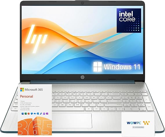 HP 15.6" Laptop | Back to School Limited Edition with Microsoft 365 | 16GB RAM | 768GB Storage (256GB SSD&512GB External Storage)| Intel Core Quad-Core Processor | Wi-Fi | Win11 | WOWPC Bundle