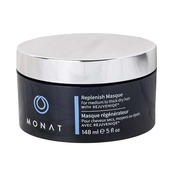 MONAT ReplenishTM Masque Infused with Rejuveniqe - Hair Masque that Deeply Condition Medium to Thick Hair. Hydrating Hair Mask w/Pea Extract & Vegan UV Protectant - Net Wt. 148 ml 5.0 fl. oz.