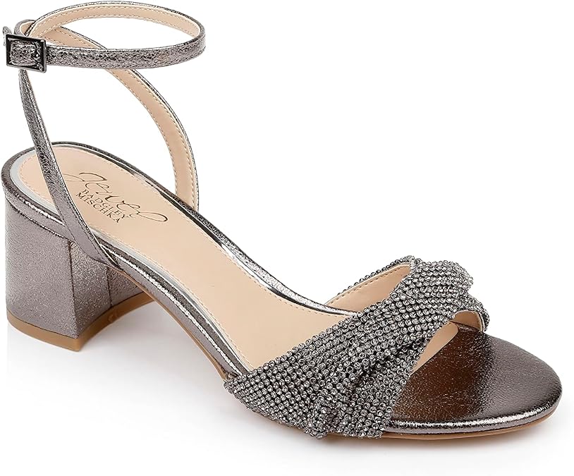 Jewel Badgley Mischka Ansley Metallic Mesh Block Heel