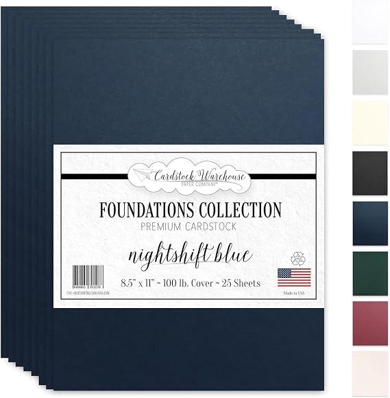 Cardstock Warehouse Foundation 25 Sheets, 8.5 x 11, Nightshift Blue Navy