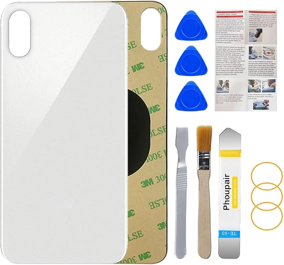 OEM Rear Back Glass Replacement for iPhone Xs Max 6.5 Inches with Professional Repair Tool Kit (Silver)