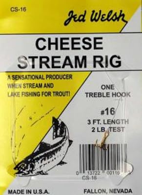3 Pack Cheese Stream Rig Size 14 Hook Leader Rigs with #14 Hooks, Pre-Tied Ready to Fish-3 Pack, Clear