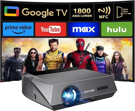 2300 ANSI Daytime Projector Ultra HD 4K Smart Projector Daylight with Tof Auto Focus HDMI ARC DD+ Bluetooth WiFi6 for Bright Home Theater Outdoor Movie Church Bar