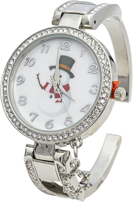 Collections Women's 34mm Case Rhinestone Dial Metal Cuff Bangle Watch