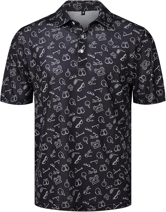 Men's Polo Shirt Short Sleeve Hawaiian Printed Shirt Casual Breathable Tennis Golf Polo Shirt