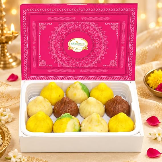 Ghasitaram Gifts Indian Sweets - Sugarfree Pure Kaju Modaks 200 GMS