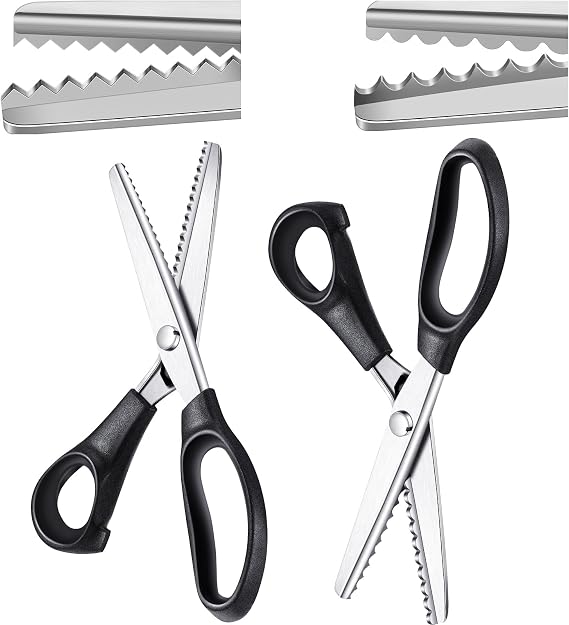 Amylove 2 Pcs Scalloped+serrated Scalloped 7mm+serrated 5mm Black