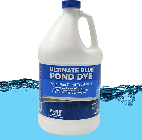 PondValue Ultimate Blue Pond Dye Liquid Concentrate, Ecofriendly, Clean & Clear Water, No Mixing & Easy to Use, Enhances Natural Color, Treats up to 1 Acre, 1 Gallon