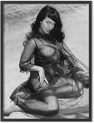 Masters of Fate Bettie Page In Lingerie On Beach Poster Remastered Print Digital Painting 11BP 11X14