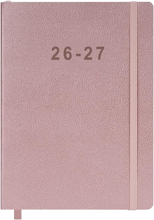 2026-2027 Planner - Weekly and Monthly Planner, Oct 2026 - Dec 2027, Vegan Leather Cover, Elastic Closure, 7"x9.25", Rose Gold