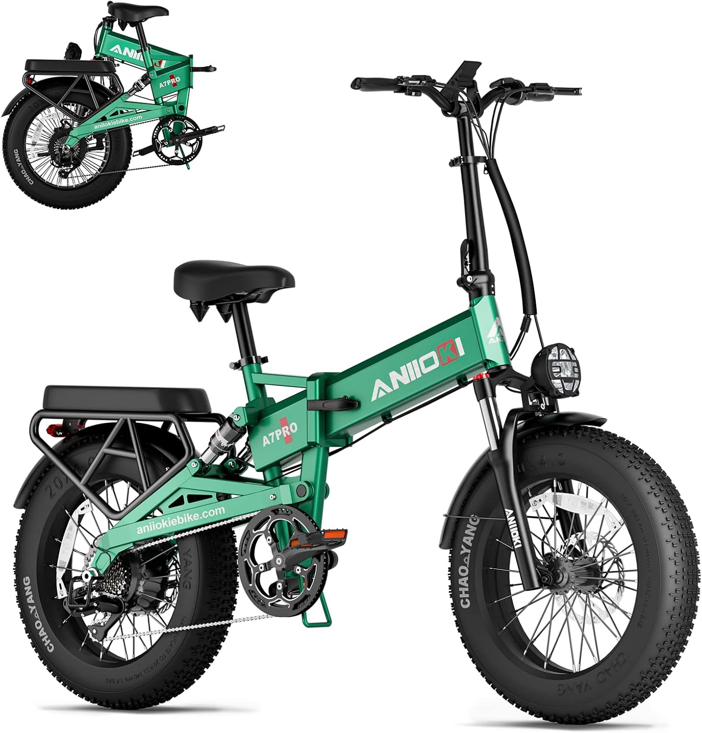ANIIOKI Folding Electric Bike for Adults, Electric Bicycles with Samsung 48V 20AH Battery, 20 x 4.0 Fat Tire Electric Bike, 32MPH ebike 750W, Electric Mountain Bike