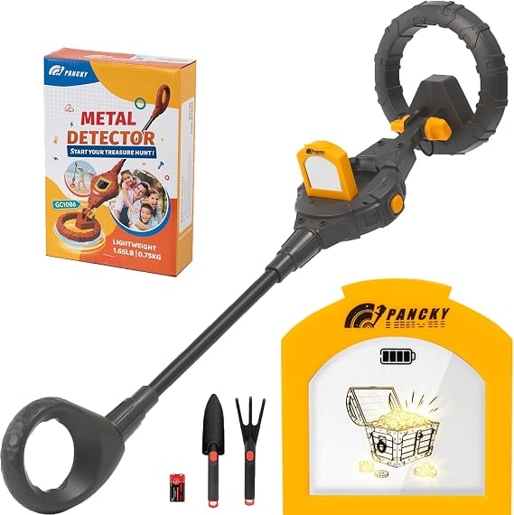 Metal Detector for Kids, IP68 Waterproof 3-10 Year Kids Metal Detector Kit with LCD Display, Automatic Sensitivity Adjustment, 6.55" Search Coil, 1.65lb Lightweight Boys Girls Gift, Carbon Black