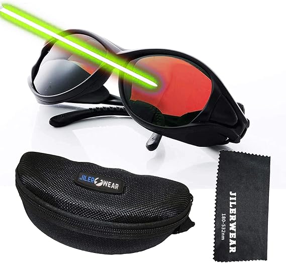 JILERWEAR Laser Safety Goggles OD 6+ for 180-532nm Violet/Blue/Green Lasers
