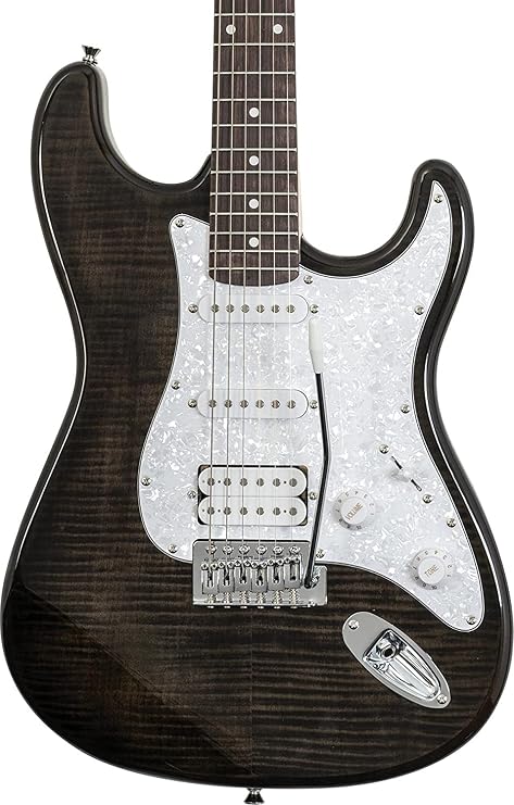 Washburn Sonamaster SDFTB Deluxe Electric Guitar, Transparent Black (SDFTB)