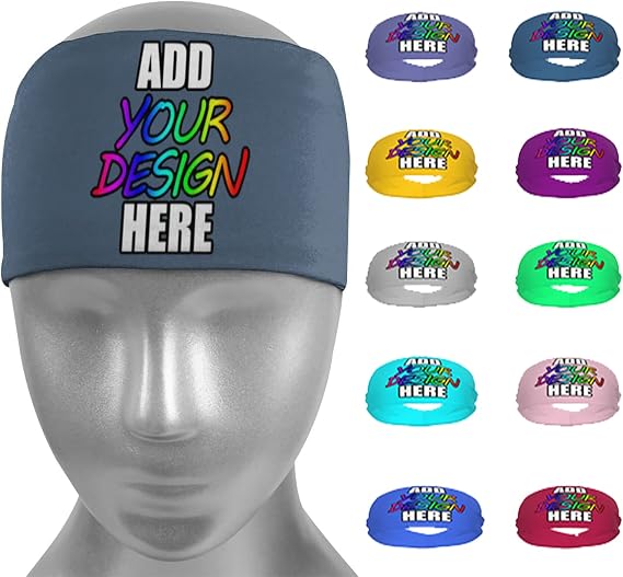 Custom Personalized Workout Sweatbands for Men & Women, Sport Headbands Stretchy Moisture Wicking Hairband Bandana Balaclava for Gym, Yoga, Basketball, Running, Cycling