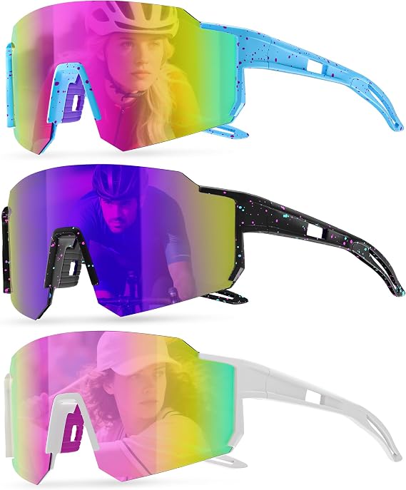 Youth Polarized Sports Sunglasses, UV400 Protection Cycling Sun Glasses for Men Women Youth Cycling Fishing Driving