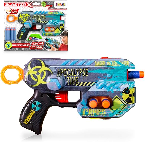 CRAZE BLASTER-X Foam Gun: Kids Foam Blaster Toy, 21cm, 8 Dart Gun, 13m Range, 4 Colours