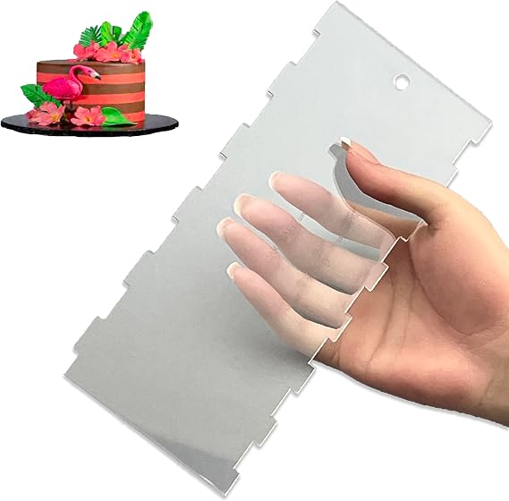 CakeSafe CLEAR ACRYLIC Henry 8 Inch Decorating Comb, Unique Cake Comb For Decoration, Frosting Comb And Buttercream Tools