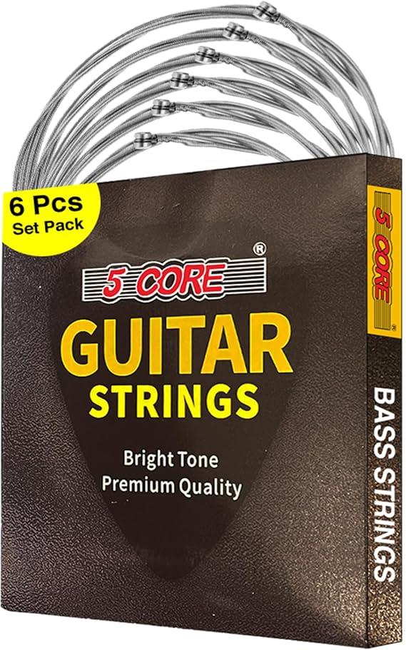 5 Core Electric Guitar Strings Brass Phosphor Bronze Extra Light Gauge (.009.042) High Carbon Steel Core Bright & Powerful Tone 6 String Set for All