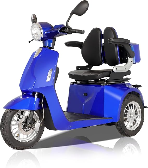 Mobility Scooters for Seniors & Adults 500lbs Capacity - All Terrain Electric Powered Wheelchair Device - Heavy Duty Mobility Scooter for Travel, Elderly w/Remote Key (Blue)