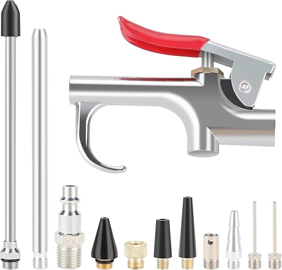 Air blow Gun Kit, 2PCS Air Flow Extensions, 4PCS Nozzle Tip, 13PCS Air Compressor Accessories Kit