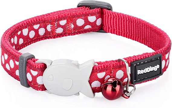 Red Dingo 12mm Red with White Dots Cat Collar, Small