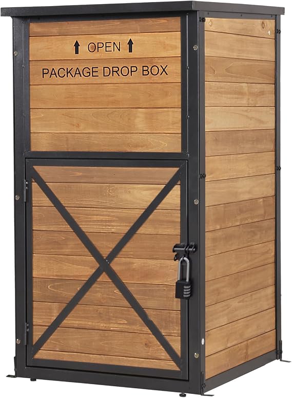 GUTINNEEN Package Delivery Boxes for Outside, Metal Frame Large Parcel Drop Box with Combination Lockable, Secure Anti Theft Package Delivery Box for Porch Curbside