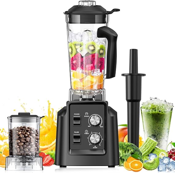 Blender, 6-Blade Professional Smoothie Blenders for Kitchen, Crushes Ice, Self-Cleaning, 68oz & 20oz Jars Dishwasher Safe