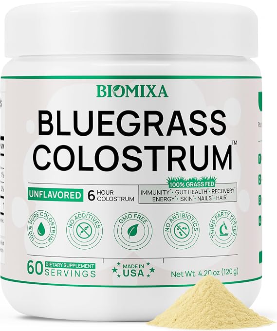 Bovine Colostrum Supplement - 100% Pure Whole Colostrum Powder - Grass-Fed, Unflavored, No Additives, Gut & Immune Support, Natural IgG, 60 Servings - Made in USA