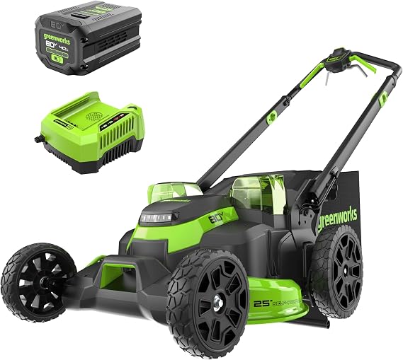 Greenworks 80V 25in Self-Propelled Lawn Mower, 4.0 Ah Battery and Charger