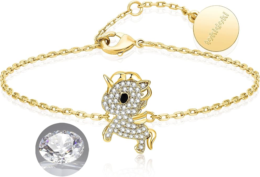 Tokidoki Unicorno 14K Gold Plated Official Licensed Necklace Bracelet Earring Serials Trendy Accessory Cubic Zirconia Cute Jewelry Gift for Women