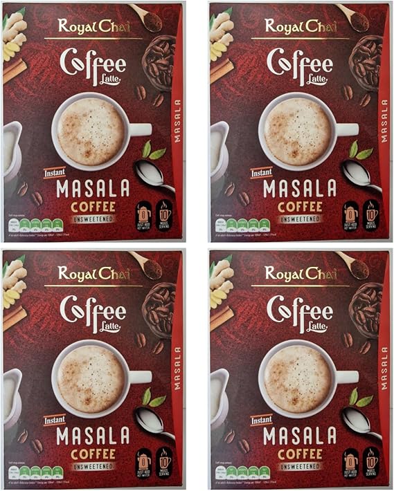 Royal Coffee Masala Unsweetened (140g) (Pack of 4) - Robust and Spiced Blend - Instant Premix - Made with Natural Coffee Extract & Mixture Of Aromatic Spices
